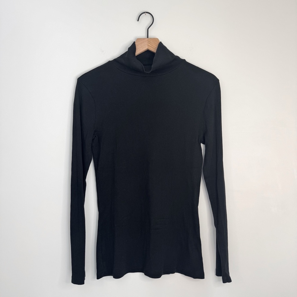 A New Day Fitted Turtleneck Long Sleeve Black Ribbed Size Large